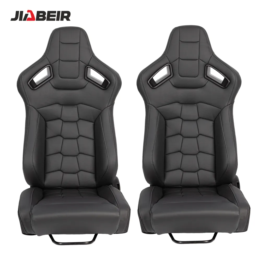 JBR1074B यूनिवर्सल एक जोड़ी झुकना ग्रे पीवीसी चमड़े विस्तृत फ्लैट आधार रेसिंग कार सीट