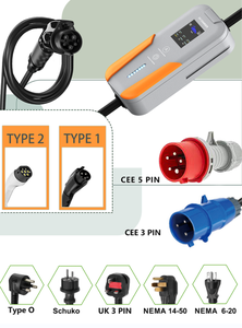 Gbt ที่ชาร์จ EV ในรถยนต์ไฟฟ้าแบบพกพา Type2 16A 32A ชาร์จเร็วปรับกระแสไฟฟ้าได้ไฟฟ้ากระแสสลับ - Product Image 5