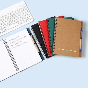 Bloc de notas de diario A5 personalizado, cuaderno de papel Kraft, Mini cuaderno, Bloc de notas con logotipo personalizado con bolígrafo y Bloc de notas adhesivo - Product Image 1