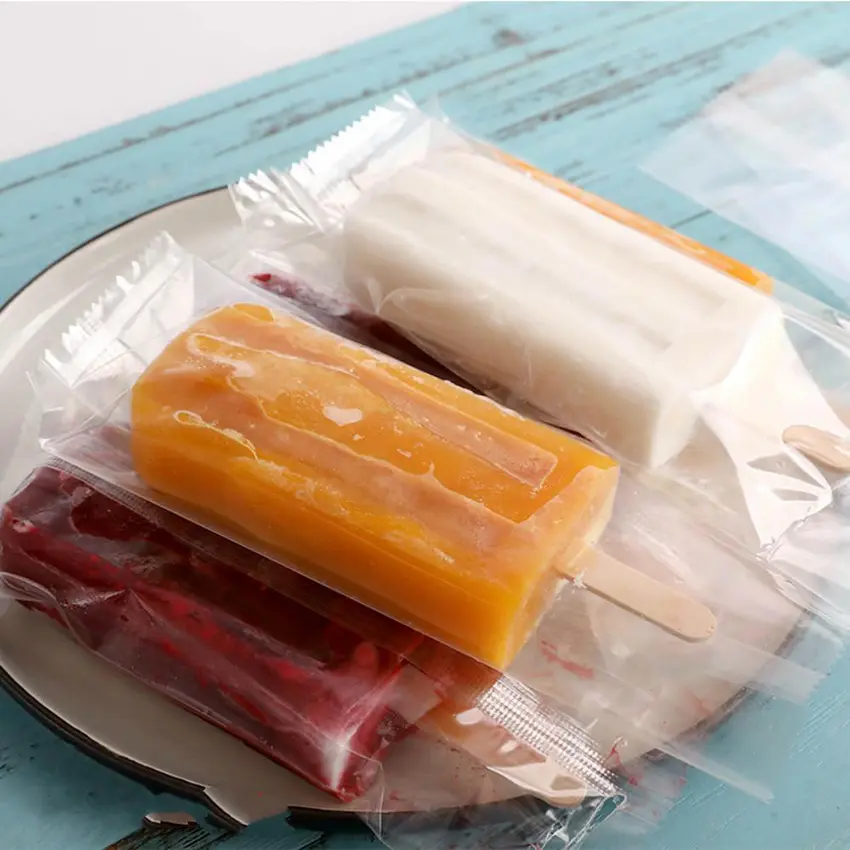Custom printed packing food safe popsicle plastic bag clear ice cream bag
