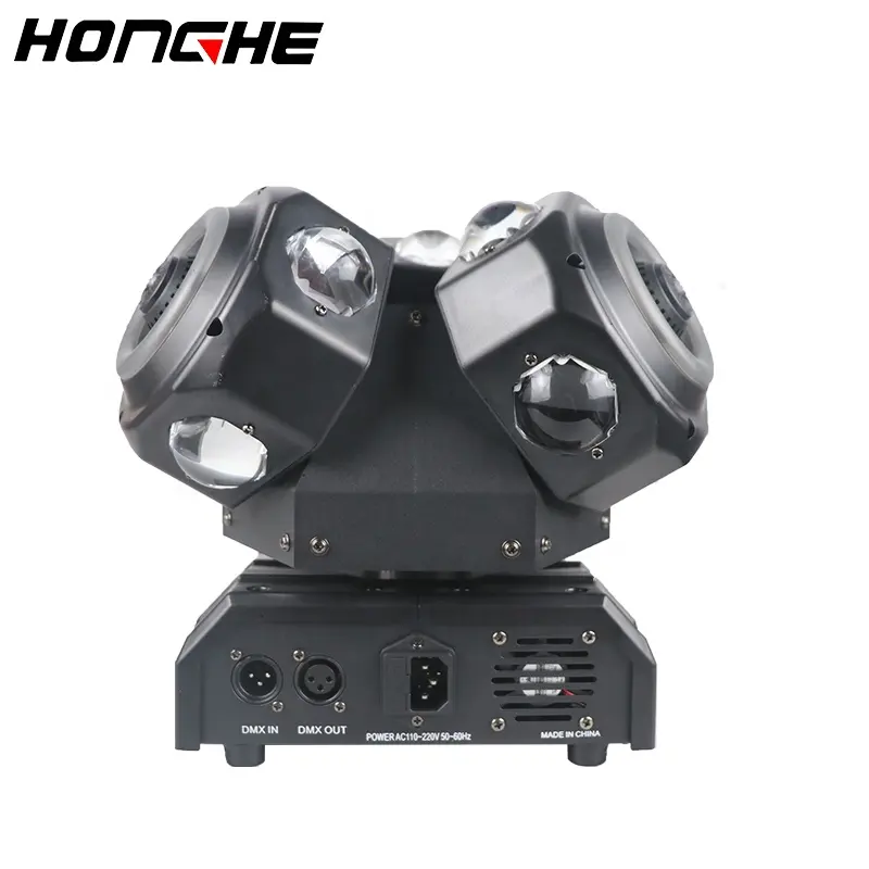 HONGHE KTV Dance Stage Light LED Luz con cabezal móvil Tres cabezales giratorios 18*10W Sound Active Led Stage Beam Light Ip20 Black 50000