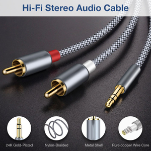 Cable de Audio RCA Jack 3,5 a 2 RCA Cable 3,5mm Jack a 2RCA macho Splitter Aux Cable para TV PC Amplificadores DVD Cable de altavoz - Product Image 3