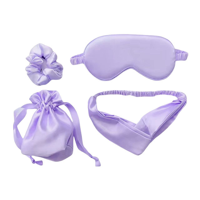 Ensemble 4 pièces - sac de rangement violet taro - bandeau pour cheveux - anneau pour cheveux