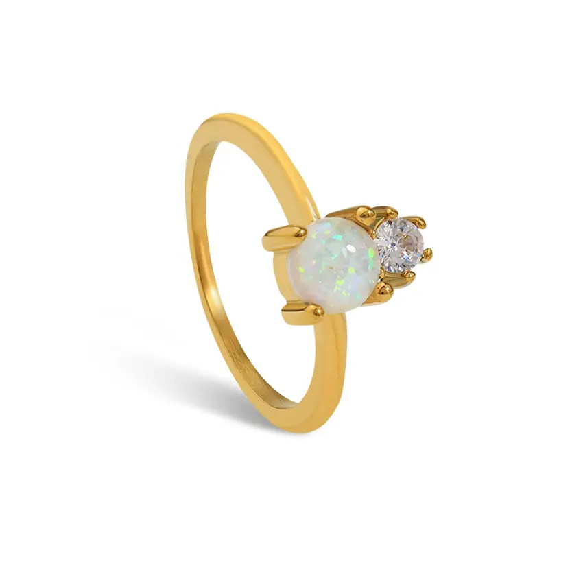 Nouveautés Bagues Opale Femme Personnalisé Délicat Plaqué Or 18K Mode Femme Bague Bijoux