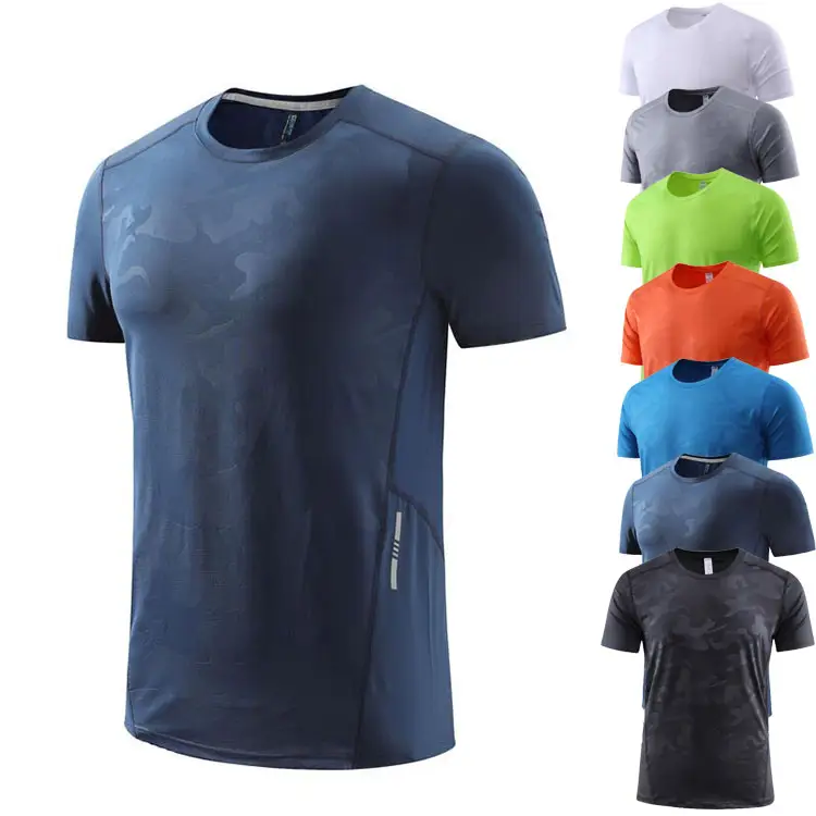 Camiseta esportiva de spandex para corrida, camiseta masculina de manga curta para academia, 2022