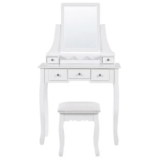 Wooden Dressing Table With Single Mirror and 5 Drawers Household Bedroom Furniture