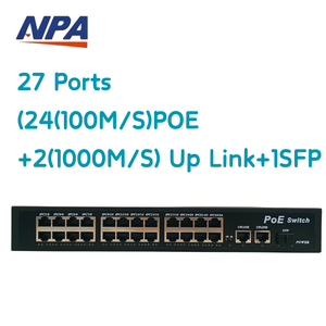 10/100Mbps 24-Port-PoE-Switch mit 2 Gigabit-Uplink 1 SFP 48V 300W Power Over Ethernet-Switches Smart Detection