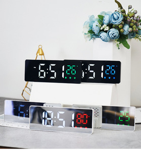 Sveglia a led analogica doppia a specchio personalizzata orologio digitale orologio da tavolo elettronico con ampio display