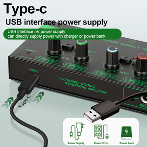 EF-4/6 Channels Ultra Low-Noise <strong>Headphone</strong> Amplifier Mini Portable Splitter Volume Control 6.35/3.5mm <strong>Input</strong> for Stage and Studios - Product Image 5