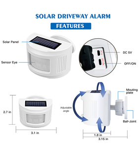 Sistema de alarma de Casa inalámbrico inteligente, Kit de alarma solar de 7 zonas, 1/2 millas, blanco, 1 receptor y 5 sensores - Product Image 3