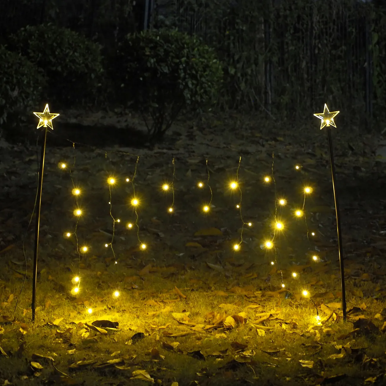 Venta caliente EW productos árbol de estrella uso al aire libre jardín cortina colgante Cadena de luz 42LED Navidad jardín decoración Cadena de luz N
