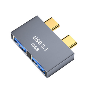 Estación de acoplamiento tipo C, expansión de computadora portátil, accesorios USB Thunderbolt 3, convertidor USB, dos puertos de dos a dos USB de dos puertos USB
