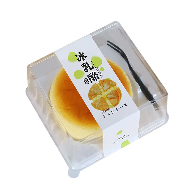 New Design Round French Mousse Cake Box Pastelaria Cozimento Clear Window Caixa de embalagem com garfos Branco 4 Inch Food Sandwich Packaging