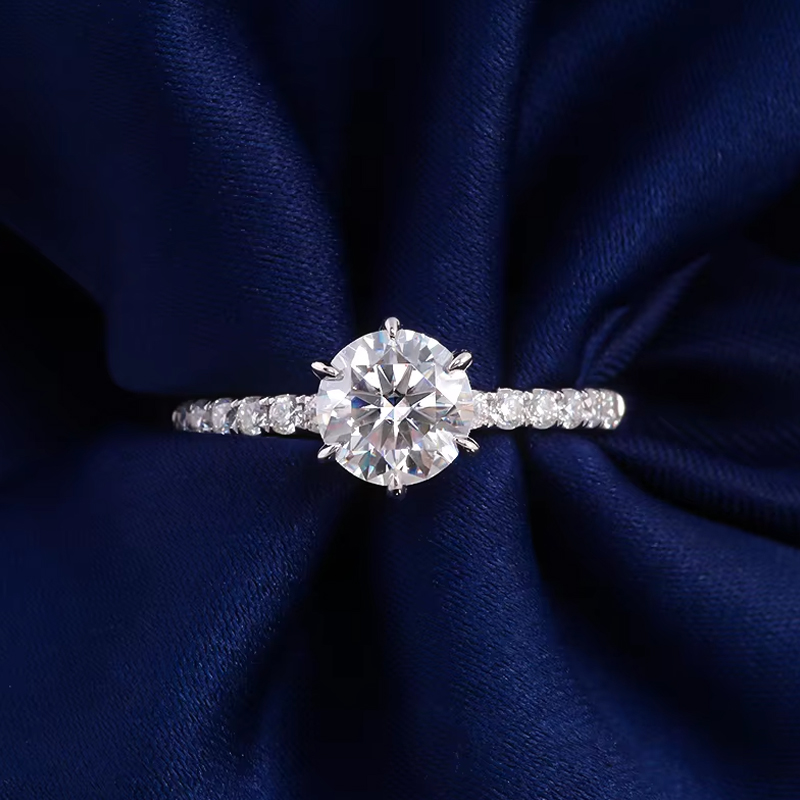 Real solid 10K gold moissanite diamond ring