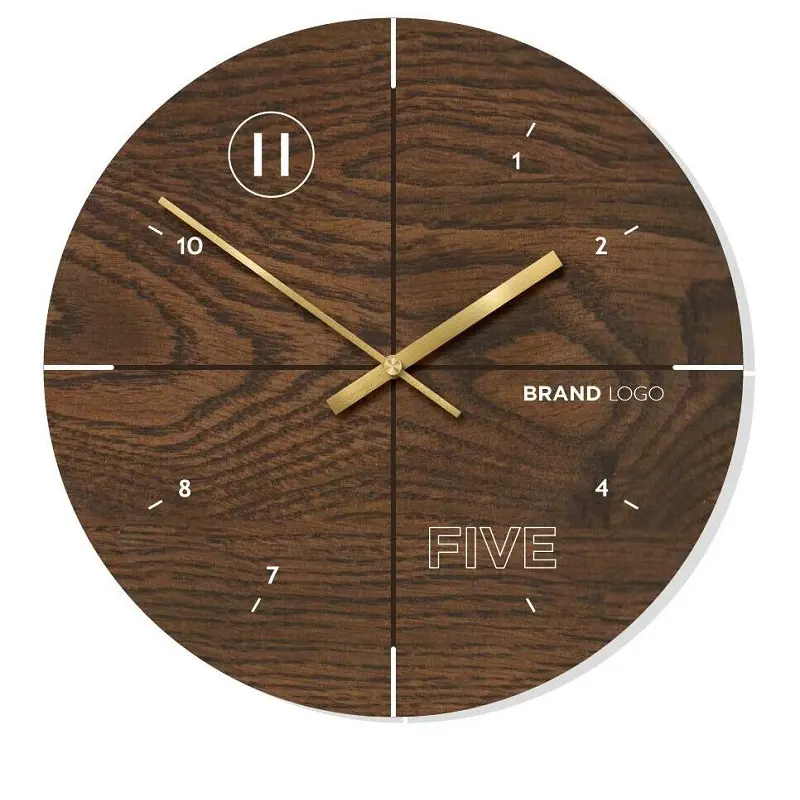 Reloj de pared de madera Mdf para decoración del hogar, cronógrafo moderno, redondo y sencillo, logotipo personalizado, novedad de 2023