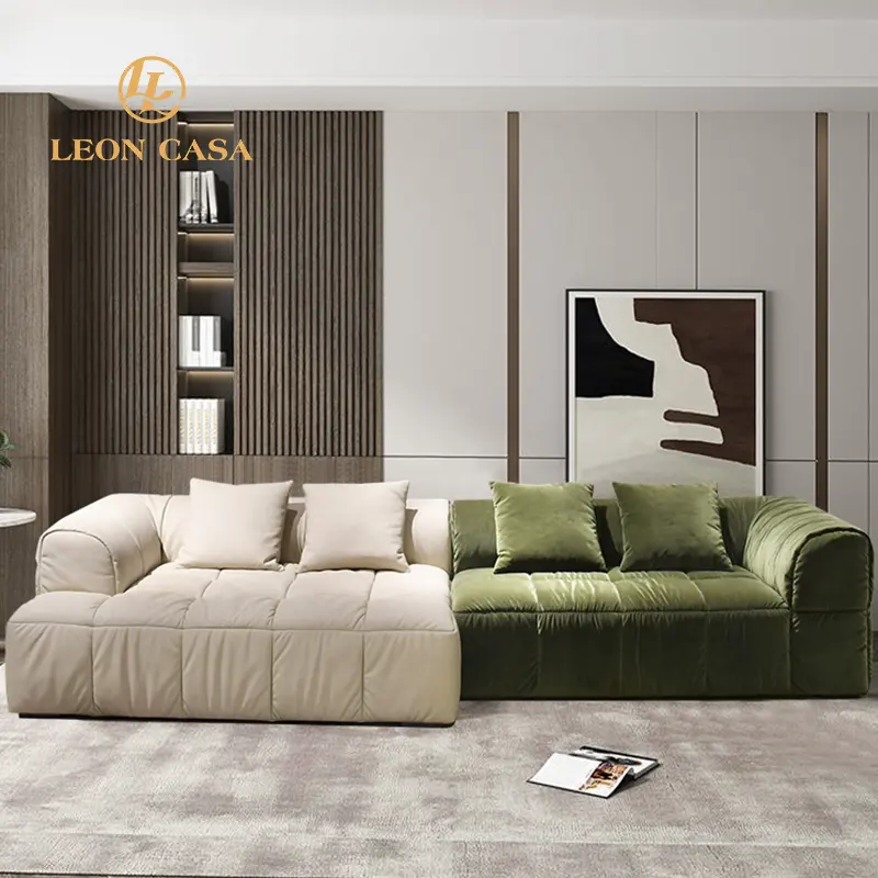 ユニークなデザインのリビングルーム家具ソファセットモダンソファ家具柔らかく居心地の良いクッション生地ソファ