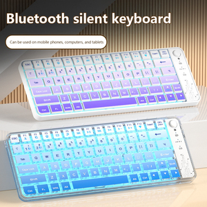 Dual Mode Wireless for Bluetooth <strong>Keyboard</strong> with Luminous <strong>Multimedia</strong> Knob Membrane Operation for Laptop Office Typing &amp; Gaming - Product Image 4