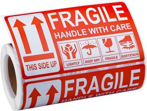 3&quot;x 5&quot; Fragile Stickers 200 Packing Labels Handle with Care This Side <strong>up</strong> Strong <strong>Adhesive</strong> for Box Shipping and Moving - Product Image 2
