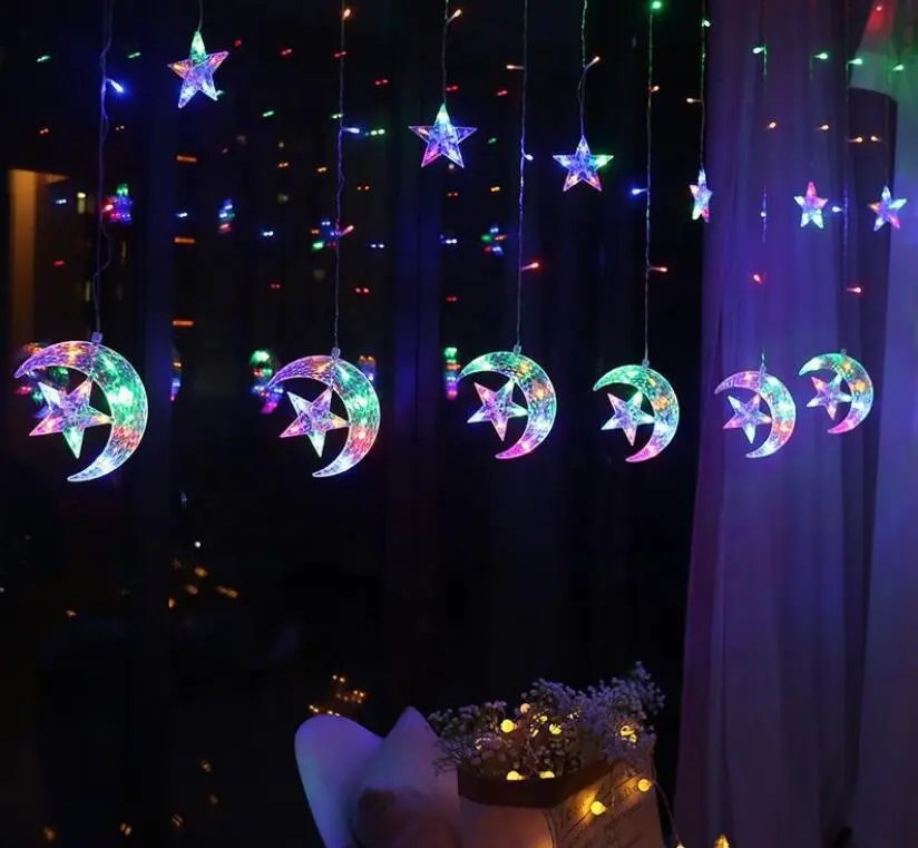 LED Star Moon Curtain String Lights Fairy Lights decorazione della stanza a Led luci di stringa di natale per decorazioni di nozze di san valentino