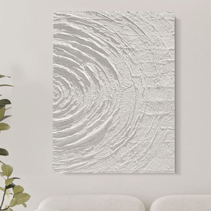 Ofis duvar sanat dekoru asılı Modern Minimalist beyaz alçı doku sanat sedye çerçeve ile 100% el yapımı tuval boyama
