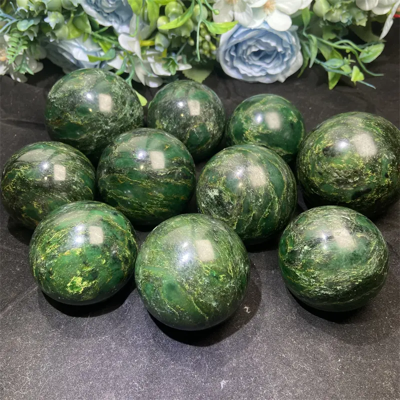 Wholesale Fengshui Natural Crystal Sphere Healing Quartz Green Stone Verdite Sphere For Sale