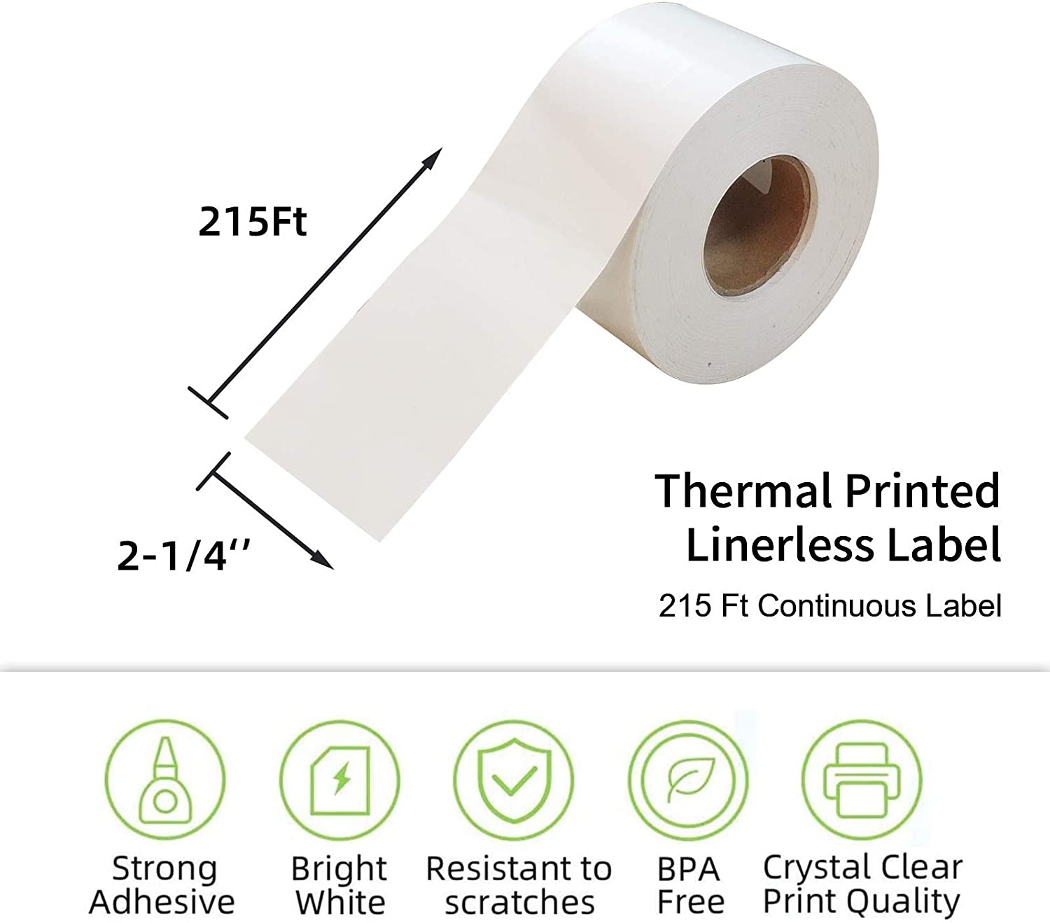 2.28 ''x 213 'blanc thermique direct Linerless
