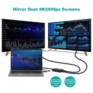 4K 60Hz <strong>USB</strong> to Dual <strong>HDMI</strong> X2 <strong>Output</strong> With <strong>Audio</strong> Convertor Converter Adapter Cable to Connect Laptop to Monitor for Mac and Windows - Product Image 4