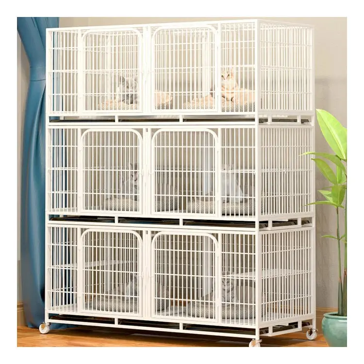 屋内耐久性のある猫の家犬小屋3層ペットケージ家庭用ペットフェンス猫犬用の広いスペース