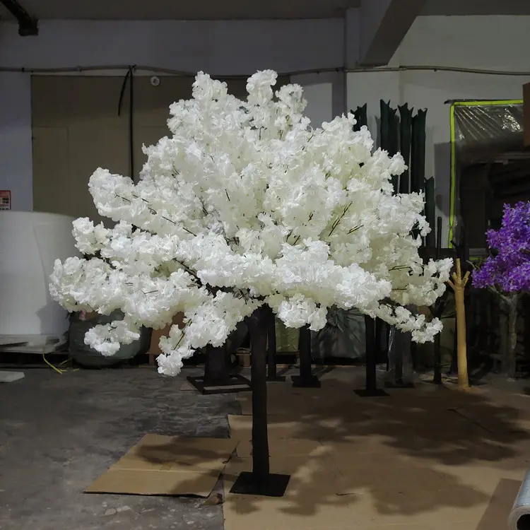 S0221 telón de fondo de boda decoración de eventos centro de mesa flores de Sakura falsas árbol centro de mesa blanco árboles de flor de cerezo artificiales