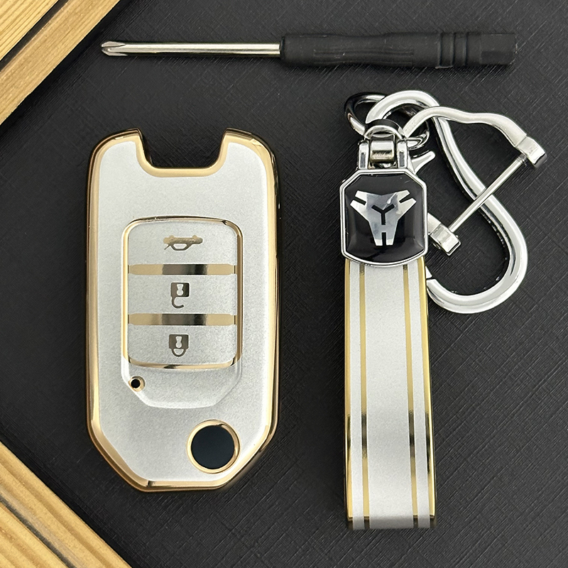 Couvercle à 3 boutons de type B + porte-clés en TPU - Or