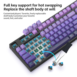 H108 108-Key RGB ergonômico Hot Swap Gamer teclado mecânico sem fio BT Tri-Mode computador Desktop teclado