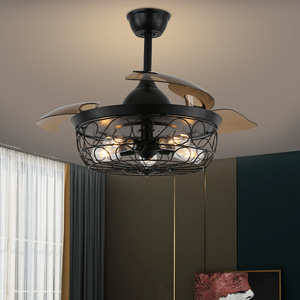 Modern tasarım dekoratif yatak odası fantezi Vintage uzaktan kumanda Led ışıklı tavan fanı - Product Image 3
