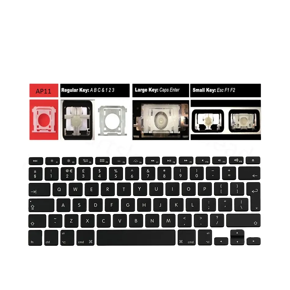 Tasti di ricambio per Macbook Keycaps tasti della tastiera Cap nero A1466 A1465 A1425 A1502 A1398 2010-2015 anno