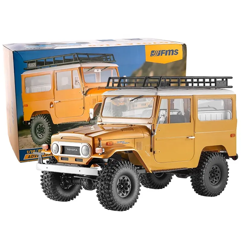 FMS Land Cruiser FJ40 Toyoto 1:10 Scale Off Road Crawler RS Lights 4WD SUV Truck 4X4 RC Car 1 10th for Gift and Birthday Fun
