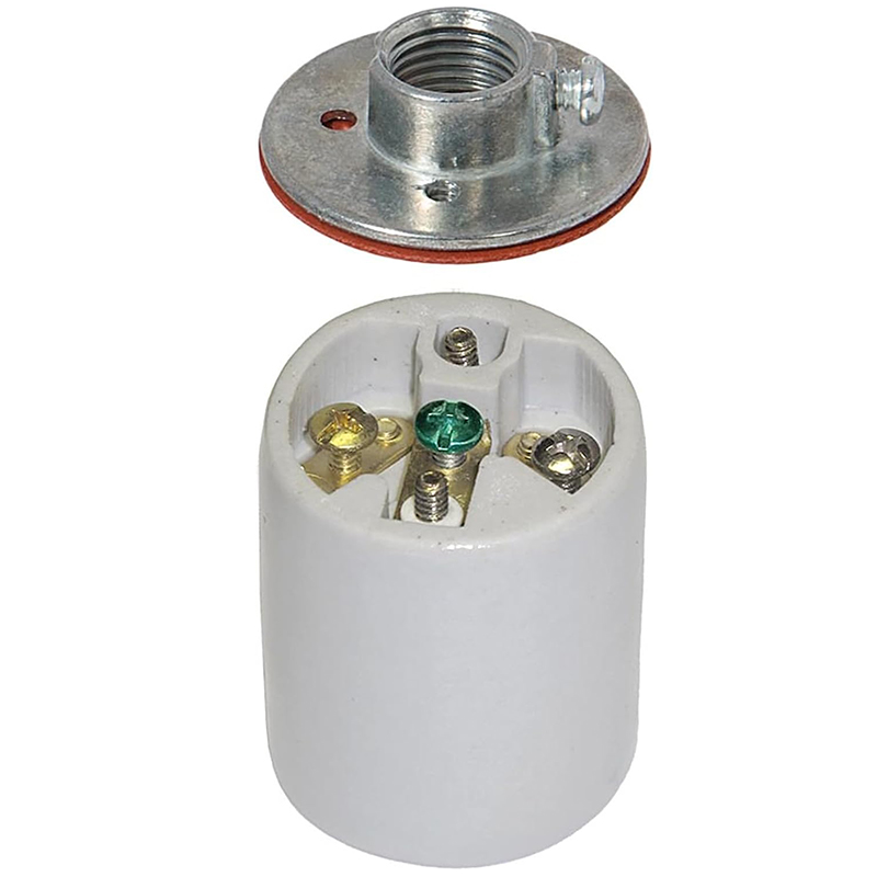 Douille de lampe en porcelaine E26 avec mise à la terre