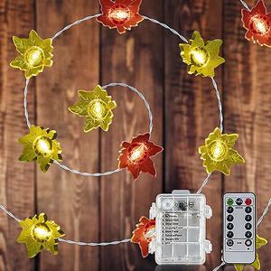 感謝祭の装飾ライト3色メープルリーフライトストリング8機能リモコンLED銅線ライト - Product Image 5