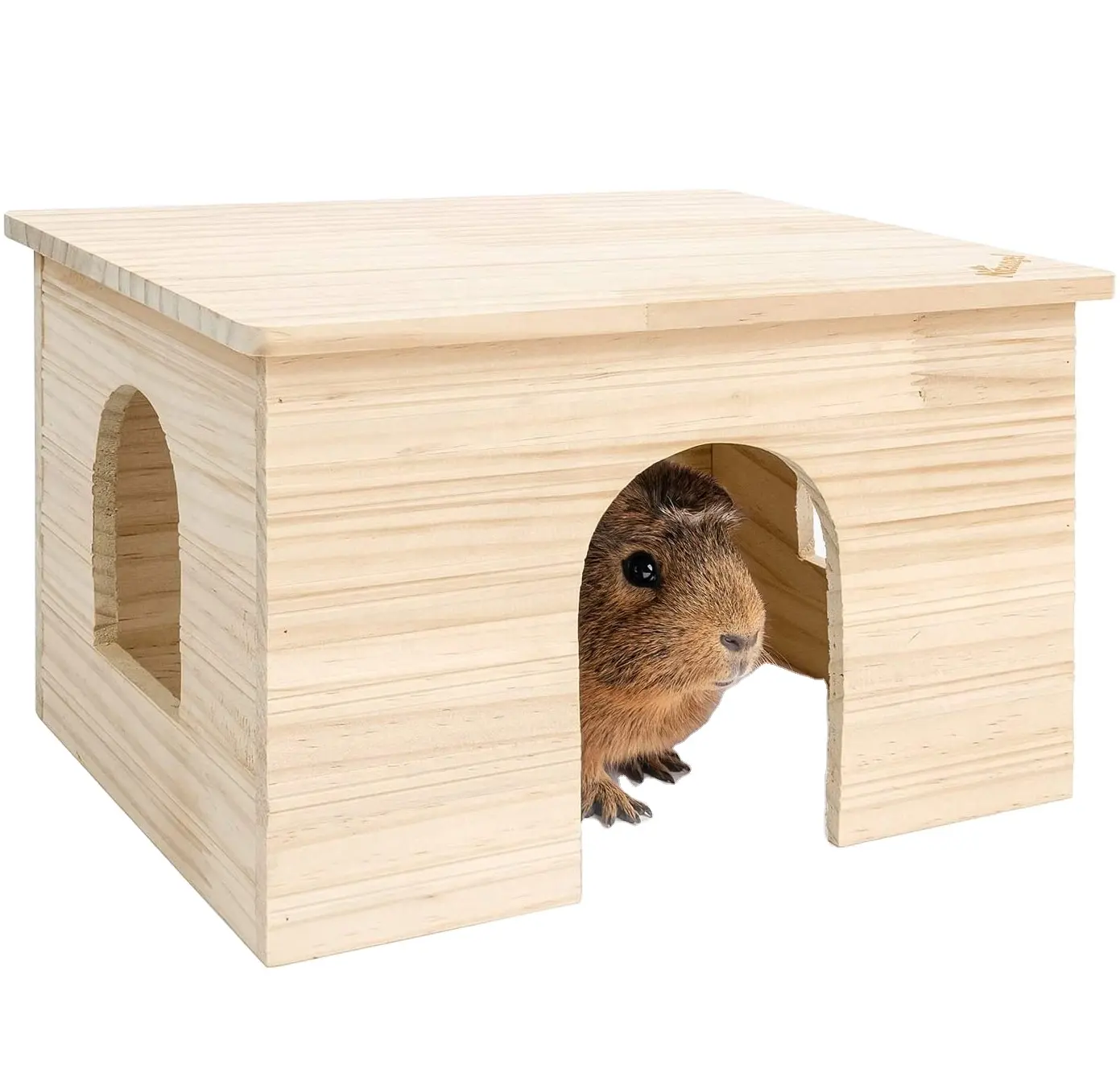 Guinea Pigs Wood House with Window Small Animal Hideout for Rat Chinchilla Hedgehog Hamster