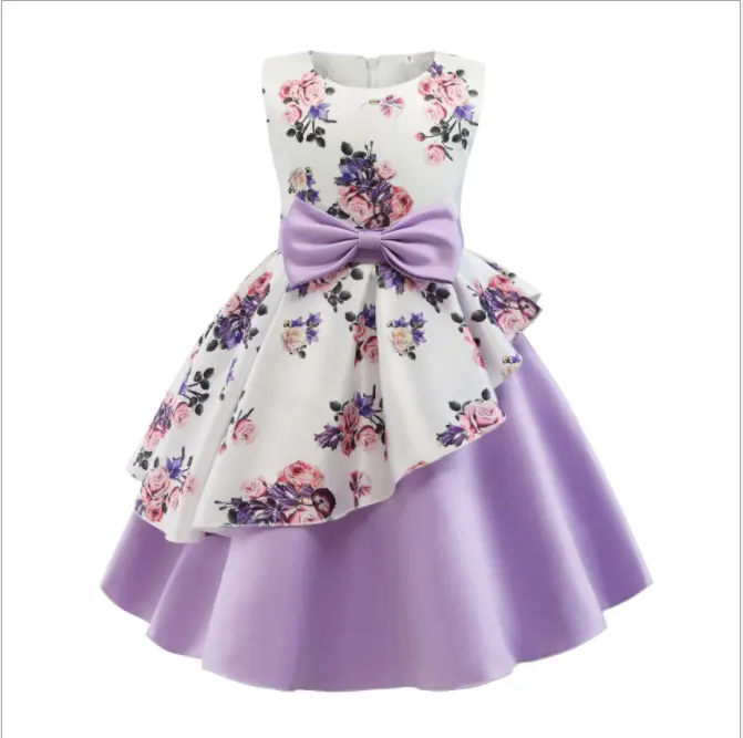 Vestido de fiesta de boda para niños, Reina pequeña, flor, elegante, 068