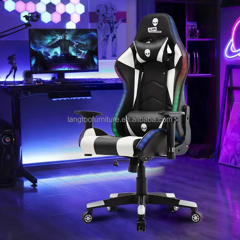 Özelleştirilmiş Gamer Premium Premium RGB masavibravibrador LED bilgisayar PC sandalye arkalığı ayarlanabilir oyun Recliner Cha