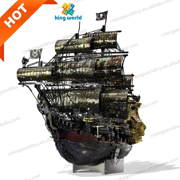 Piececool Queen Anne's Revenge Black Pearl Piratenschiff handgefertigte DIY-Befestigungs-Modell-Spielzeug 3D-Metallpuzzle für Erwachsene