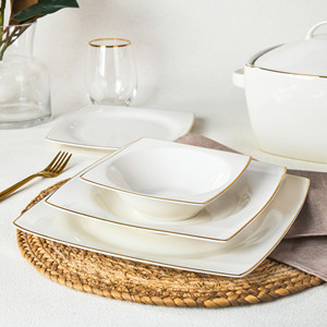 24PCS phong cách hiện đại sang trọng đặt bữa ăn tối Arabic vàng rim gốm đám cưới nhà hàng đồ ăn Hot người bán cup Kit - Product Image 3