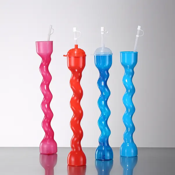 Renkli özel logo plastik PVC bar parti kokteyl smoothies Daiquiri içme suyu şişesi Yard kupası