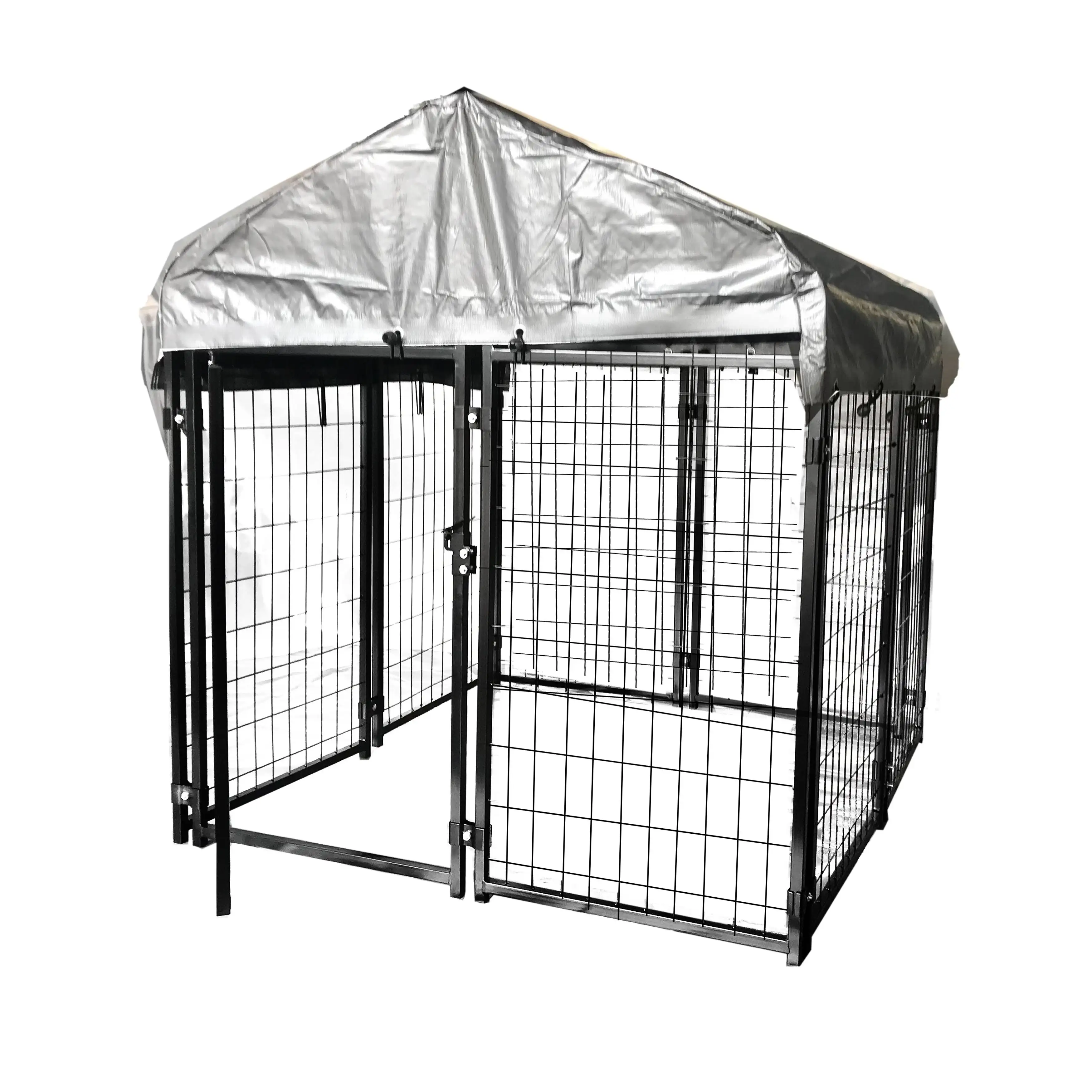 Расширяемая сверхмощная собачья Конура и манеж с крышей и дождевиком-4x4x4,5 футов-черный