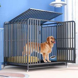Grande <span class=keywords><strong>cage</strong></span> pour chien en acier inoxydable, <span class=keywords><strong>cage</strong></span> pour chien d'intérieur moyenne épaisse avec toilettes, vente en gros sur mesure - Product Image 2