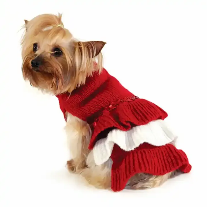 Usine OEM vente en gros de vêtements de luxe à la mode pour animaux de compagnie robes à tricoter en coton mignon pour chien