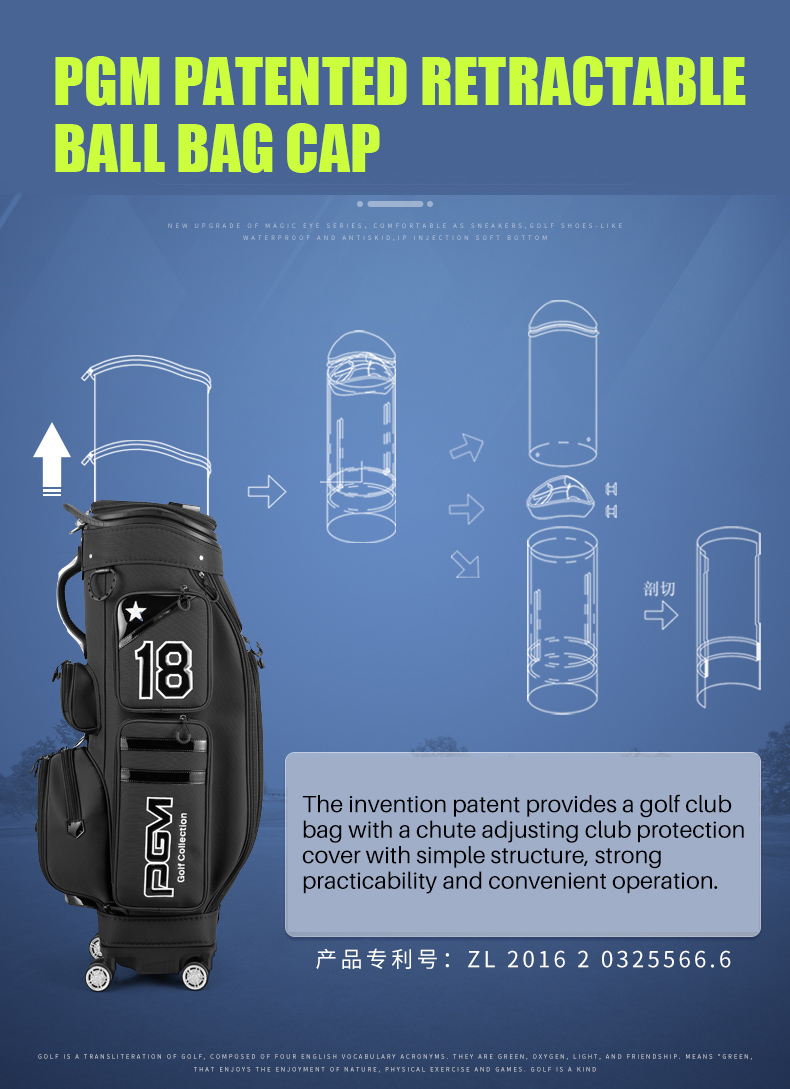 PGM QB097 whosale golf bag waterproof custom logo nylon golf bag with