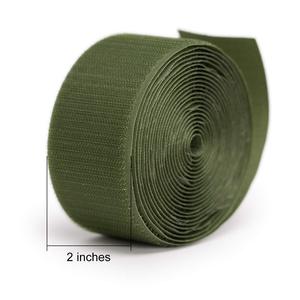 Correa elástica ajustable de nailon de alta frecuencia verde coser en rollo de gancho y bucle de 2 pulgadas no adhesivo para casco de mochila