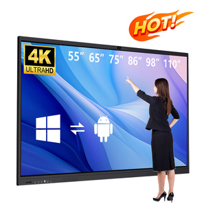 65 75 85 86 98 110 inci pena jari sentuh interaktif Panel datar 4k Lcd Digital interaktif papan pintar untuk sekolah mengajar - Product Image 1