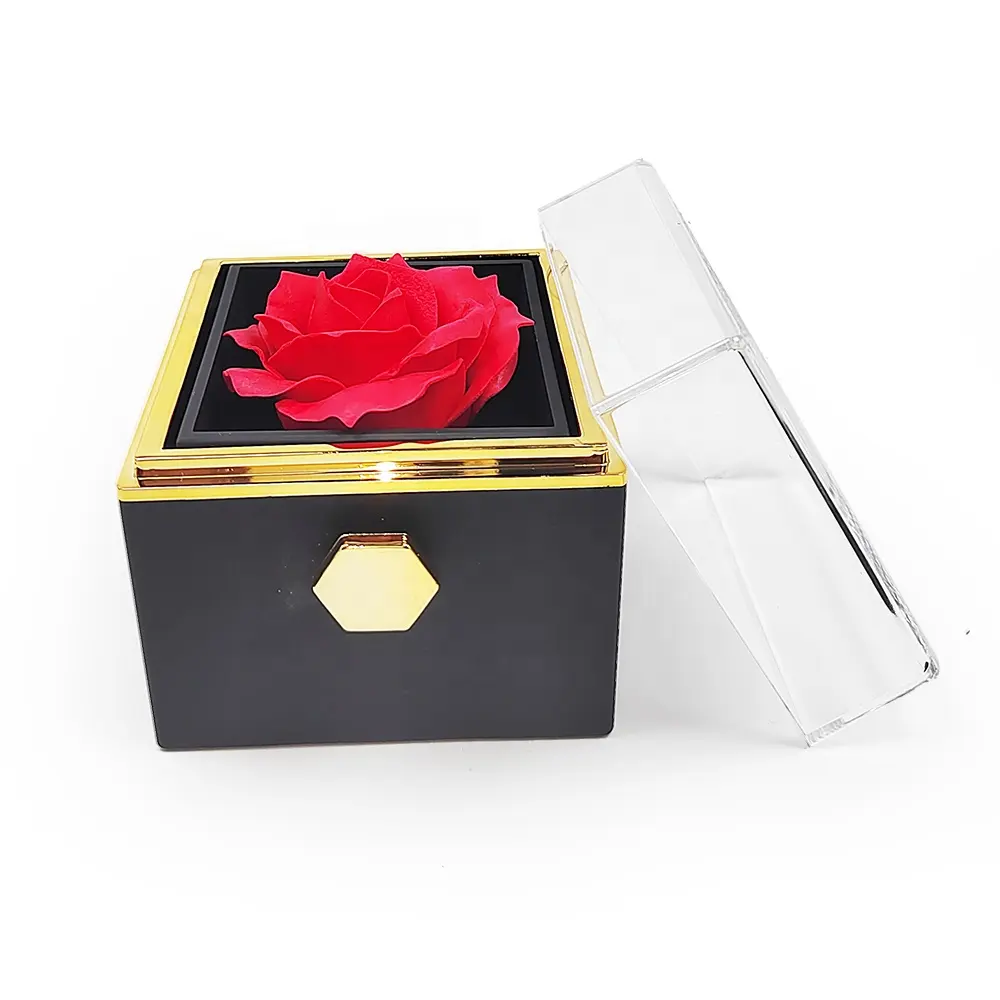 2024 nuevo logotipo personalizado paquete negro jabón rojo rosa eterna caja de regalo del Día de San Valentín caja de regalo del Día DE LA MADRE collar de nombre grabado