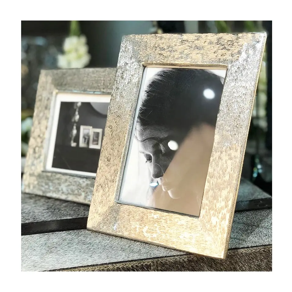 Cornice per foto in alluminio a forma di rotolo cornice per foto in metallo placcato argento con bordo sottile per la decorazione di foto di nozze